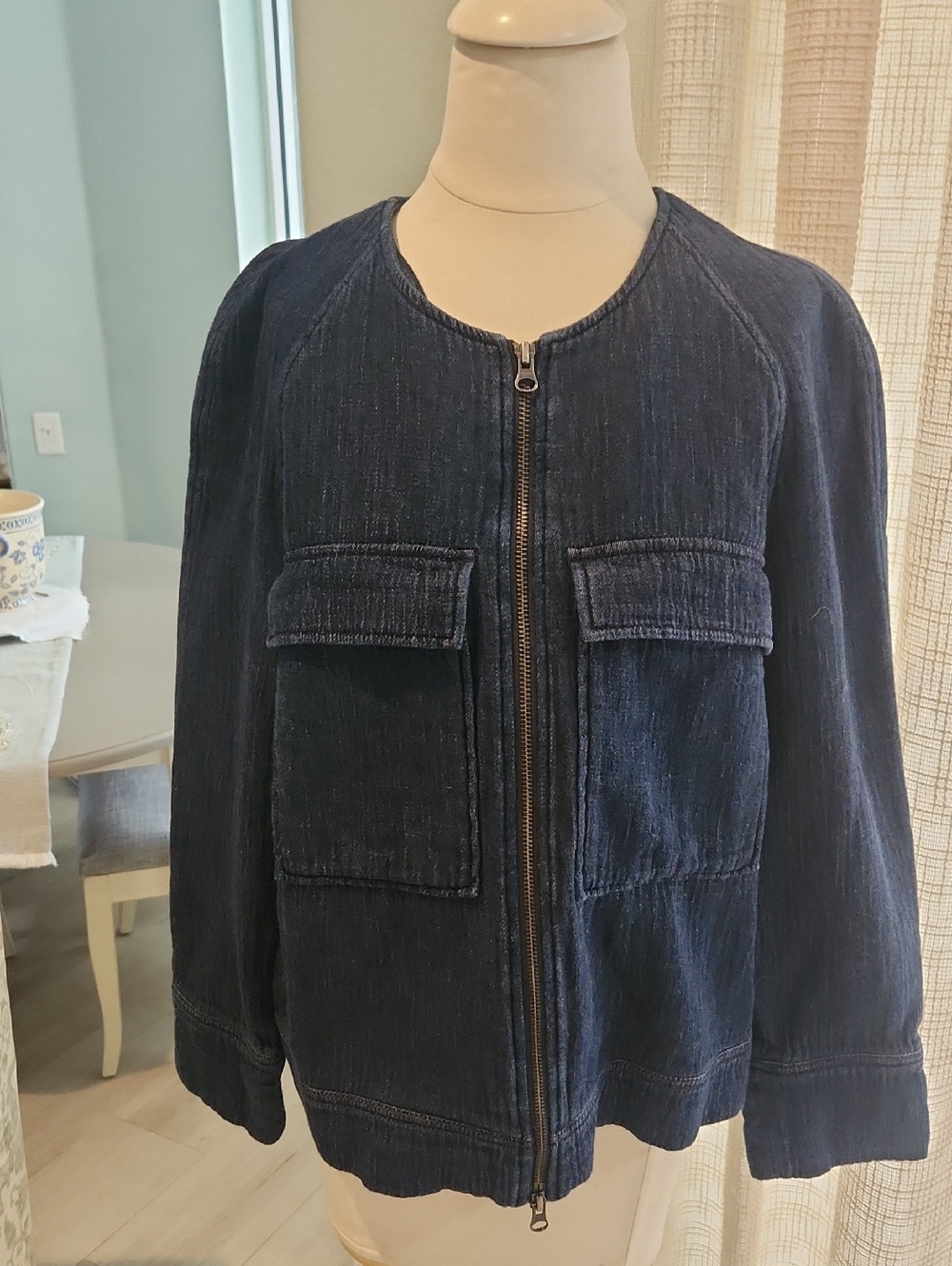 J. Crew Navy Blue Zip-Front Jacket